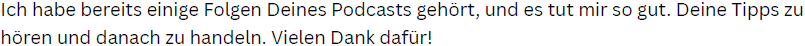 Zuschrift zum Podcast, unbearbeitet