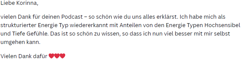 Zuschrift zum Podcast, unbearbeitet