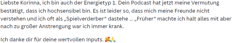 Zuschrift zum Podcast, unbearbeitet